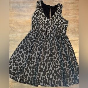 HeartSoul Black & Gray Animal Print Sleeveless Fit & Flare Dress